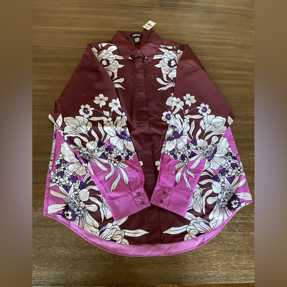 Express Boyfriend Portofino Flower Shirt NWT M - Picture 2 of 5